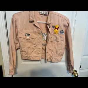 Light pink denim jacket with pooh bear